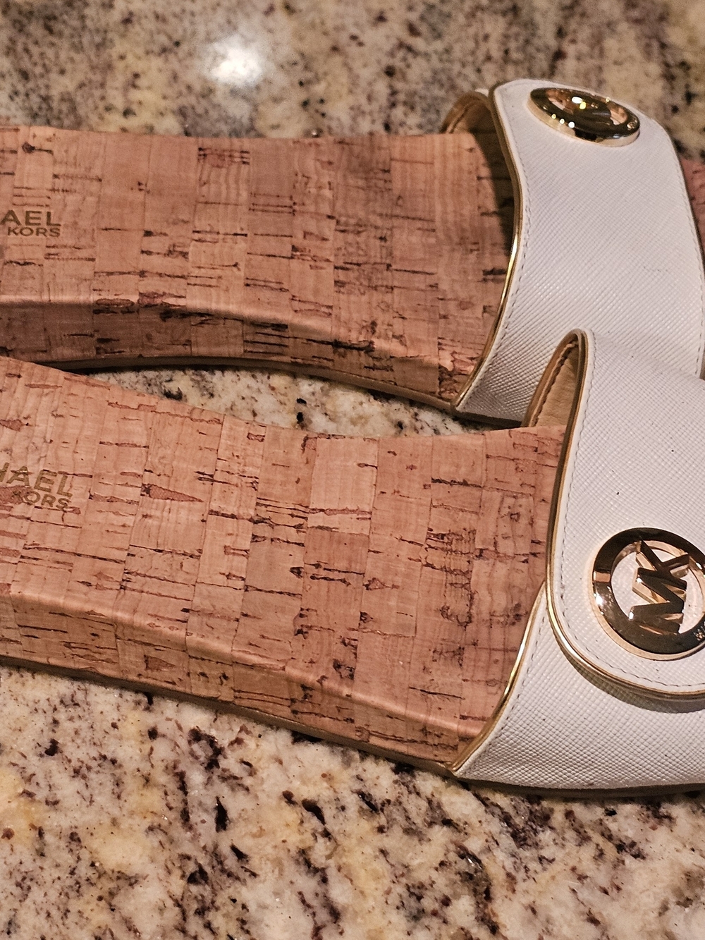 Michael Kors White Cork Slide Sandals - Picture 2 of 5